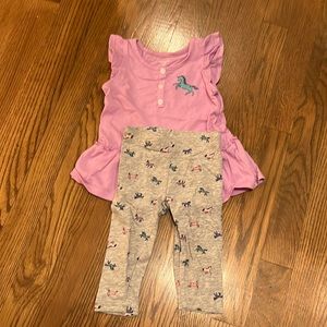 Top and matching Unicorn themed set by Carters. Size 2T